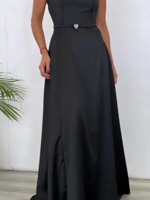 Vestido largo corset con ballena falda plato