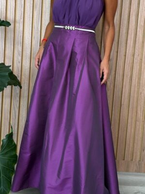 Falda plata con pinzas